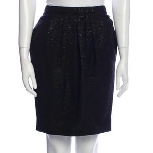 Peter Som pleated metallic wool mini Skirt in black high rise